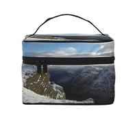 The Solar System - Bolsa de maquillaje de viaje para mujer, resistente al agua, plegable, bolsa de aseo personal, regalo para profesores, La cima de la montaña nevada, Talla única, Estuche de belleza