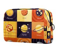 The Solar System Planets - Bolsa de cosméticos para mujer, neceser de viaje, bolsa organizadora grande con cremallera, multicolor, 18.5x7.5x13cm/7.3x3x5.1in, Neceser