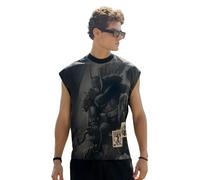 The Souled Store Batman: Absolute - Chaleco de algodón sin mangas para hombre y niño, sin mangas, cuello redondo, estampado gráfico, casual, ligero, hombros caídos, ropa de calle de gran tamaño