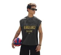 The Souled Store Batman: Vengeance - Chaleco de algodón sin mangas para hombre y niño, sin mangas, cuello redondo, estampado gráfico, informal, ligero, hombros caídos, ropa de calle de gran tamaño