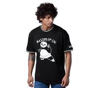 The Souled Store | Hombre Oficial Kung Fu Panda Master of Chi Cuello Redondo Color Negro | Media Manga Impreso | Camisetas de gran tamaño 100% algodón, negro, 48