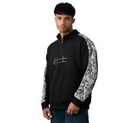 The Souled Store Mortal Kombat: Warrior - Sudadera de manga larga para hombre y niño, cuello alto, bordado negro, mezcla de algodón y poliéster, transpirable, con cremallera de un cuarto, Guerrero, L