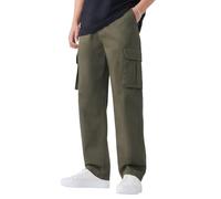The Souled Store Pantalones cargo: pantalones cargo para hombres y niños, cintura elástica, mezcla de algodón sólido, ligeros, elásticos, con múltiples bolsillos, corte recto, Verde tranquilo, 44