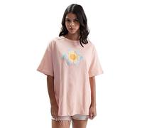 The Souled Store TSS Originals: Beach Vibes - Camisetas de gran tamaño con estampado gráfico de medio algodón para mujer, camisetas de gran tamaño para novio holgado, rosa, XXL