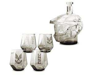 The Source Wholesale Halo Master Chief - Juego de decantador de vidrio y 4 vasos coleccionables