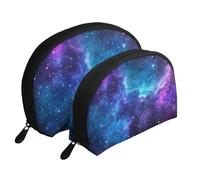 The Space Star - Bolsas de maquillaje con estampado de galaxia de 2 piezas, portátil, bolsa de aseo de viaje, White, Talla única
