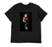 The Spacemans Trip Cosmic Planet Rainbow Men's T-Shirt Unisex Black Cotton Print tee Shirts M