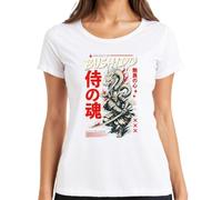 The Spirit of Bushido Noble Warrior Y2K Japan - Camiseta para mujer, Blanco, XXL