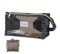 The Spirit Store Neceser de piel grande para viajes, práctico para plegarlo, negro/transparente, Neceser de cosméticos
