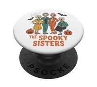 The Spooky Sisters - Divertido diseño de Esqueleto de Halloween PopSockets PopGrip Adhesivo