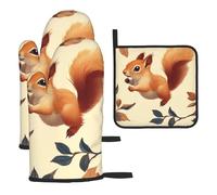 The Squirrel Is The Child Of The Leaf Guantes de cocina coloridos resistentes al calor, almohadillas calientes, lindas cosas de panadero, regalos de cocina para amantes de la cocina, cocineros y mamá