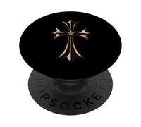The Star Diamonds Gold Cross PopSockets PopGrip Adhesivo
