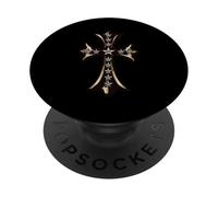 The Star Pave Diamonds Gold Cross PopSockets PopGrip Adhesivo