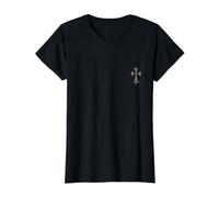 The Star Pave Diamonds Silver Cross Camiseta gráfica económica, Mujer, Negro, M