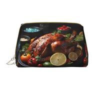 The Star-Spangled Banner- Organizador de neceser de maquillaje, neceser de cosméticos, bolsa con cremallera, estuche de almacenamiento para brochas (tamaño grande), Pavo asado tentador, Talla única