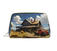 The Star-Spangled Banner- Organizador de neceser de maquillaje, neceser de cosméticos, bolsa con cremallera, estuche de almacenamiento para brochas (tamaño grande), Texas Farm Tractor, Talla única