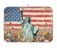 The Statue of Liberty Independence Day Flowers - Escurridor de platos, tapete grande para secar platos, 18 x 24 pulgadas