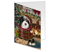 The Stocking Was Hung Christmas - Tarjetas de felicitación de perro Bernedoodle, tarjetas de invitación para mascotas con sobres, tarjetas de felicitación para todas las ocasiones GCDC49158 (1 tarjeta