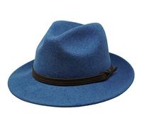 The Stoker - Sombrero de fieltro ligero de ala ancha, resistente al agua, estilo Fedora Trilby, azul mezcla, L