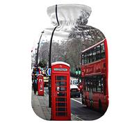 The Streets of London - Botella de agua caliente con funda para cama de invierno, cuello y hombros, 2 L