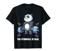 The Struggle Is Real Panda Funny Sweatshirt Beach Cotton Men T Shirts Black XXL