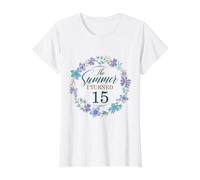 The Summer I Turned 15. Floral 15th Birthday Mujeres Niñas Camiseta gráfica económica, Mujer, Blanco, XL