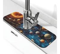 The Sun and Other Planets Tapete de grifo para fregadero de cocina, tapete de secado súper absorbente, tapete de grifo de fregadero de cocina, baño, cafetería, bar, decoración de grifos (15 x 5.5