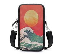 The Sun Rising Over Waves - Bolso cruzado para teléfono móvil, con correa ajustable, color negro