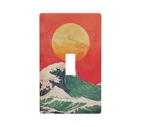 The Sun Rising Over Waves - Cubierta decorativa para interruptor de luz de arte japonés, 1 banda, placa de pared para cocina, granja, dormitorio, baño, decoración artística
