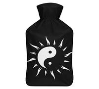 The Sun Yin Yang - Botella de agua de goma con cubierta de felpa suave, bolsa de agua caliente para invierno, manos y pies, protección contra el frío, 1000 ml