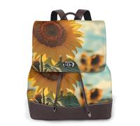 The Sunflower is bathed in sunlight Mochila de viaje para mujer, mochila casual, mochila de cuero estampada para mujer para el trabajo