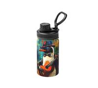 The Sunglasses Penguin Playing The Guitar - Botella de agua aislada de 12 onzas con diseño de impresión completa, a prueba de fugas, acero inoxidable y duradera para exteriores