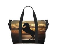 The Sunset Stallion (1) Bolsa de lona estampada, bolsa de hombro portátil, adecuada para fitness, viajes, etc.