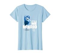 The Super Mario Bros. Movie It’s-a Me Mario Portrait Camiseta, Mujer, Azul Bebé, XL