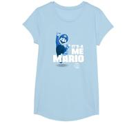 The Super Mario Bros. Movie It’s-a Me Mario Portrait Camiseta, Niñas, Azul Bebé, L
