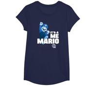 The Super Mario Bros. Movie It’s-a Me Mario Portrait Camiseta, Niñas, Azul Marino, XS