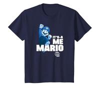 The Super Mario Bros. Movie It’s-a Me Mario Portrait Camiseta, Niños, Azul Marino, 10 años