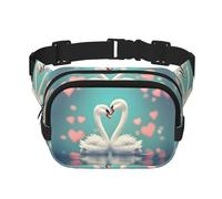 The Swan in love - Cinturón cuadrado de doble capa, riñonera unisex para correr, viajar, senderismo, fitness, color negro, talla única, Negro, One Size