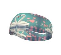 The Swan in Love - Diadema deportiva absorbente de sudor elástica transpirable unisex para correr, fitness, yoga y otros deportes