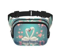 The Swan in Love Fitness - Bolso de hombro de viaje, moderno e informal, riñonera cuadrada de doble capa, color negro, talla única, Negro, One Size