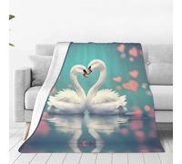 The Swan in Love - Manta de franela ultrasuave para el hogar, manta de siesta, tapete de picnic para camping, 40 x 30 pulgadas