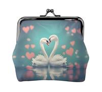 The Swan in Love - Monedero pequeño para mujer, bolsa rectangular con cierre de beso, tamaño de bolsillo, mini monedero para mujer