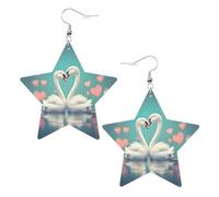 The Swan in Love - Pendientes de piel con forma de estrella, ligeros y elegantes, accesorios para fiestas, bailes y la vida cotidiana.