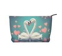 The Swan in Love Prints - Bolsa de cosméticos de pana para almacenamiento de cosméticos con cierre de cremallera para viajes, camping y uso diario