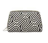 The Swan In Lovemakeup - Bolsa organizadora para cosméticos, neceser con cremallera, estuche de almacenamiento para cepillos (tamaño grande), Textura curvada negra, Talla única