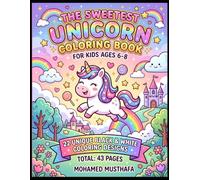 The Sweetest Unicorn Coloring Book: Fun and Magical Coloring Pages for Kids Ages 6-8: 22 Unique Black & White Designs Featuring Enchanted Unicorns, Stars, and Rainbows
