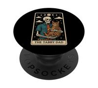 The Tabby Daddy Cat Dad Día del Padre Esqueleto Tarot Tarjeta PopSockets PopGrip Adhesivo