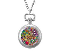 The Temple Cosmic Lizard Eye - Reloj de bolsillo vintage con colgante de aleación, collar de regalo para hombres y mujeres, Estilo plateado, talla única