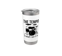 The Tempo Is What I Say It Is Funny Drummer Drum Drum Vaso térmico de acero inoxidable de doble pared