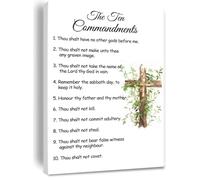 The Ten Commandments Canvas Print, Full Scripture Poster from Exodus 20, Religious Wall Art for Home, Positive Scripture Painting for Bedroom and Church Decor(Unframed,16x24inch(40x60cm))
